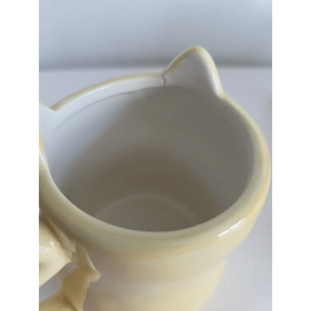 Cat Face Ceramic Mugs Set of 4 10oz Stoneware Coffee‎ Cups 1 Cracked